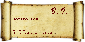 Boczkó Ida névjegykártya